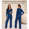 image:imageWiWi Pajamas for Women Long Sleeve Cooling Sleepwear Pants Set Super Soft Pj Viscose from Bamboo Loungewear Sets SXXLAink Blue