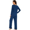 image:imageWiWi Pajamas for Women Long Sleeve Cooling Sleepwear Pants Set Super Soft Pj Viscose from Bamboo Loungewear Sets SXXLAink Blue