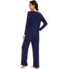 image:imageWiWi Pajamas for Women Long Sleeve Cooling Sleepwear Pants Set Super Soft Pj Viscose from Bamboo Loungewear Sets SXXLAnavy