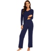 image:imageWiWi Pajamas for Women Long Sleeve Cooling Sleepwear Pants Set Super Soft Pj Viscose from Bamboo Loungewear Sets SXXLAnavy