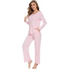 image:imageWiWi Pajamas for Women Long Sleeve Cooling Sleepwear Pants Set Super Soft Pj Viscose from Bamboo Loungewear Sets SXXLApink