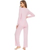 image:imageWiWi Pajamas for Women Long Sleeve Cooling Sleepwear Pants Set Super Soft Pj Viscose from Bamboo Loungewear Sets SXXLApink