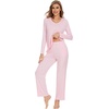 image:imageWiWi Pajamas for Women Long Sleeve Cooling Sleepwear Pants Set Super Soft Pj Viscose from Bamboo Loungewear Sets SXXLApink