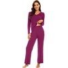 image:imageWiWi Pajamas for Women Long Sleeve Cooling Sleepwear Pants Set Super Soft Pj Viscose from Bamboo Loungewear Sets SXXLApurplish Red