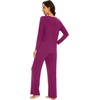 image:imageWiWi Pajamas for Women Long Sleeve Cooling Sleepwear Pants Set Super Soft Pj Viscose from Bamboo Loungewear Sets SXXLApurplish Red