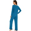 image:imageWiWi Pajamas for Women Long Sleeve Cooling Sleepwear Pants Set Super Soft Pj Viscose from Bamboo Loungewear Sets SXXLAteal Blue
