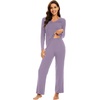 image:imageWiWi Pajamas for Women Long Sleeve Cooling Sleepwear Pants Set Super Soft Pj Viscose from Bamboo Loungewear Sets SXXLAviolet