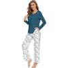 image:imageWiWi Pajamas for Women Long Sleeve Cooling Sleepwear Pants Set Super Soft Pj Viscose from Bamboo Loungewear Sets SXXLAwhiteGreen Dots
