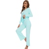 image:imageWiWi Pajamas for Women Long Sleeve Cooling Sleepwear Pants Set Super Soft Pj Viscose from Bamboo Loungewear Sets SXXLBaqua