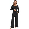 image:imageWiWi Pajamas for Women Long Sleeve Cooling Sleepwear Pants Set Super Soft Pj Viscose from Bamboo Loungewear Sets SXXLBblack