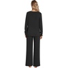 image:imageWiWi Pajamas for Women Long Sleeve Cooling Sleepwear Pants Set Super Soft Pj Viscose from Bamboo Loungewear Sets SXXLBblack
