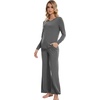 image:imageWiWi Pajamas for Women Long Sleeve Cooling Sleepwear Pants Set Super Soft Pj Viscose from Bamboo Loungewear Sets SXXLBdark Heather Grey