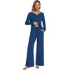 image:imageWiWi Pajamas for Women Long Sleeve Cooling Sleepwear Pants Set Super Soft Pj Viscose from Bamboo Loungewear Sets SXXLBink Blue