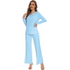 image:imageWiWi Pajamas for Women Long Sleeve Cooling Sleepwear Pants Set Super Soft Pj Viscose from Bamboo Loungewear Sets SXXLBpale Blue