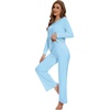 image:imageWiWi Pajamas for Women Long Sleeve Cooling Sleepwear Pants Set Super Soft Pj Viscose from Bamboo Loungewear Sets SXXLBpale Blue