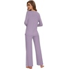 image:imageWiWi Pajamas for Women Long Sleeve Cooling Sleepwear Pants Set Super Soft Pj Viscose from Bamboo Loungewear Sets SXXLBviolet