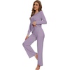 image:imageWiWi Pajamas for Women Long Sleeve Cooling Sleepwear Pants Set Super Soft Pj Viscose from Bamboo Loungewear Sets SXXLBviolet