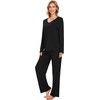 image:imageWiWi Pajamas for Women Long Sleeve Cooling Sleepwear Pants Set Super Soft Pj Viscose from Bamboo Loungewear Sets SXXLCblack