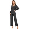 image:imageWiWi Pajamas for Women Long Sleeve Cooling Sleepwear Pants Set Super Soft Pj Viscose from Bamboo Loungewear Sets SXXLCcharcoal Heather
