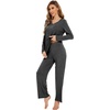 image:imageWiWi Pajamas for Women Long Sleeve Cooling Sleepwear Pants Set Super Soft Pj Viscose from Bamboo Loungewear Sets SXXLCcharcoal Heather