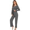image:imageWiWi Pajamas for Women Long Sleeve Cooling Sleepwear Pants Set Super Soft Pj Viscose from Bamboo Loungewear Sets SXXLCdark Heather Grey