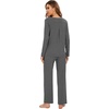 image:imageWiWi Pajamas for Women Long Sleeve Cooling Sleepwear Pants Set Super Soft Pj Viscose from Bamboo Loungewear Sets SXXLCdark Heather Grey