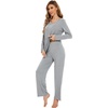 image:imageWiWi Pajamas for Women Long Sleeve Cooling Sleepwear Pants Set Super Soft Pj Viscose from Bamboo Loungewear Sets SXXLCheather Grey
