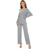 image:imageWiWi Pajamas for Women Long Sleeve Cooling Sleepwear Pants Set Super Soft Pj Viscose from Bamboo Loungewear Sets SXXLCheather Grey