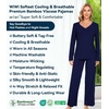 image:imageWiWi Pajamas for Women Long Sleeve Cooling Sleepwear Pants Set Super Soft Pj Viscose from Bamboo Loungewear Sets SXXLCnavy