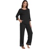image:imageWiWi Pajamas for Women Scoop Neck 34 Sleeve Pajama Set Soft Sleep Lounge Set Sleepwear Viscose from bamboo SXXLBlack