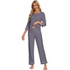 image:imageWiWi Pajamas for Women Scoop Neck 34 Sleeve Pajama Set Soft Sleep Lounge Set Sleepwear Viscose from bamboo SXXLDark Grey