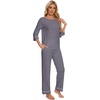 image:imageWiWi Pajamas for Women Scoop Neck 34 Sleeve Pajama Set Soft Sleep Lounge Set Sleepwear Viscose from bamboo SXXLDark Grey