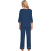 image:imageWiWi Pajamas for Women Scoop Neck 34 Sleeve Pajama Set Soft Sleep Lounge Set Sleepwear Viscose from bamboo SXXLInk Blue