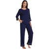 image:imageWiWi Pajamas for Women Scoop Neck 34 Sleeve Pajama Set Soft Sleep Lounge Set Sleepwear Viscose from bamboo SXXLNavy