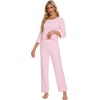 image:imageWiWi Pajamas for Women Scoop Neck 34 Sleeve Pajama Set Soft Sleep Lounge Set Sleepwear Viscose from bamboo SXXLPink