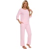 image:imageWiWi Pajamas for Women Scoop Neck 34 Sleeve Pajama Set Soft Sleep Lounge Set Sleepwear Viscose from bamboo SXXLPink