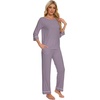 image:imageWiWi Pajamas for Women Scoop Neck 34 Sleeve Pajama Set Soft Sleep Lounge Set Sleepwear Viscose from bamboo SXXLViolet
