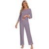 image:imageWiWi Pajamas for Women Scoop Neck 34 Sleeve Pajama Set Soft Sleep Lounge Set Sleepwear Viscose from bamboo SXXLViolet
