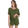 image:imageWiWi Pajamas for Women Short Sleeve Top with Shorts Viscose from Bamboo Pajama Set Cooling Sleepwear SXXLAarmy Green