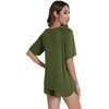 image:imageWiWi Pajamas for Women Short Sleeve Top with Shorts Viscose from Bamboo Pajama Set Cooling Sleepwear SXXLAarmy Green