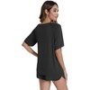 image:imageWiWi Pajamas for Women Short Sleeve Top with Shorts Viscose from Bamboo Pajama Set Cooling Sleepwear SXXLAblack