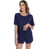 image:imageWiWi Pajamas for Women Short Sleeve Top with Shorts Viscose from Bamboo Pajama Set Cooling Sleepwear SXXLAnavy