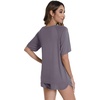 image:imageWiWi Pajamas for Women Short Sleeve Top with Shorts Viscose from Bamboo Pajama Set Cooling Sleepwear SXXLApurplish Grey