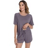 image:imageWiWi Pajamas for Women Short Sleeve Top with Shorts Viscose from Bamboo Pajama Set Cooling Sleepwear SXXLApurplish Grey