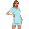 image:imageWiWi Pajamas for Women Short Sleeve Top with Shorts Viscose from Bamboo Pajama Set Cooling Sleepwear SXXLBaqua
