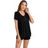 image:imageWiWi Pajamas for Women Short Sleeve Top with Shorts Viscose from Bamboo Pajama Set Cooling Sleepwear SXXLBblack