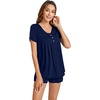 image:imageWiWi Pajamas for Women Short Sleeve Top with Shorts Viscose from Bamboo Pajama Set Cooling Sleepwear SXXLBnavy