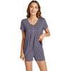 image:imageWiWi Pajamas for Women Short Sleeve Top with Shorts Viscose from Bamboo Pajama Set Cooling Sleepwear SXXLBpurplish Grey