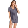 image:imageWiWi Pajamas for Women Short Sleeve Top with Shorts Viscose from Bamboo Pajama Set Cooling Sleepwear SXXLBpurplish Grey