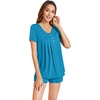 image:imageWiWi Pajamas for Women Short Sleeve Top with Shorts Viscose from Bamboo Pajama Set Cooling Sleepwear SXXLBteal Blue